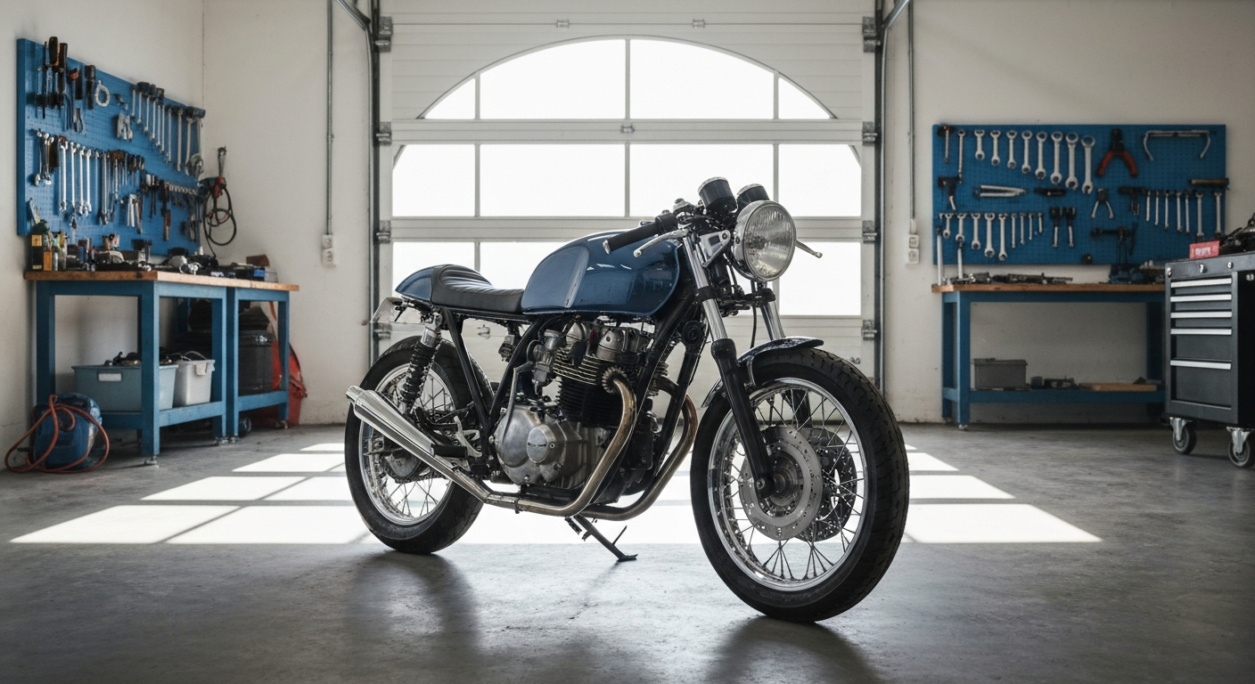 Customiser moto ancienne : café racer transformé dans un garage